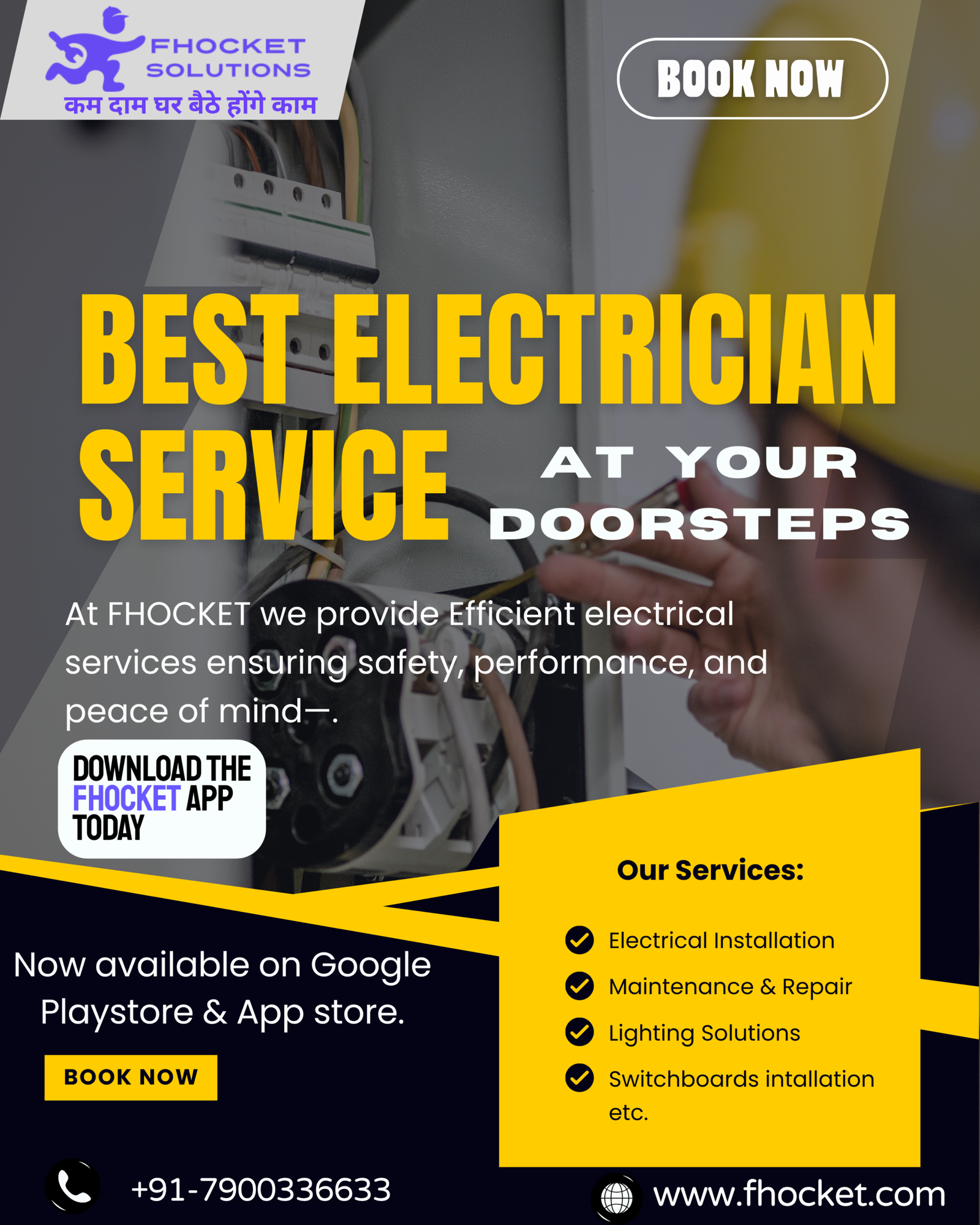 Fhocket App for Electrician Near me Service